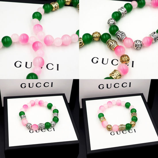 Gucci Vintage Pink Green Beaded Bracelet