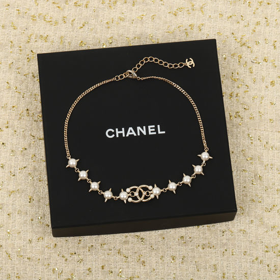 Chanel Letter Pearl Necklace Minimalist Classic Jewelry