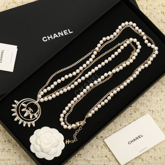 Chanel Rhinestone Pearl Sweater Chain Versatile Jewelry