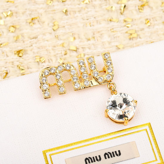 Prada Gold Crystal Brooch Premium Quality Jewelry