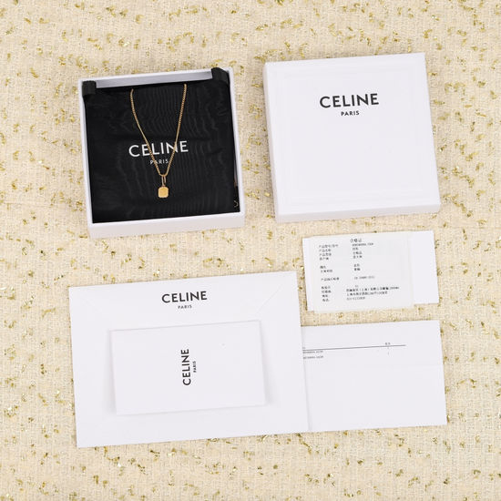 Celine Vintage Car Pattern Necklace Minimalist Brass Jewelry