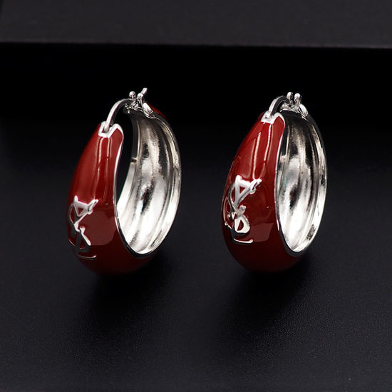 Yves Saint Laurent YSL Red Enamel Hoop Earrings