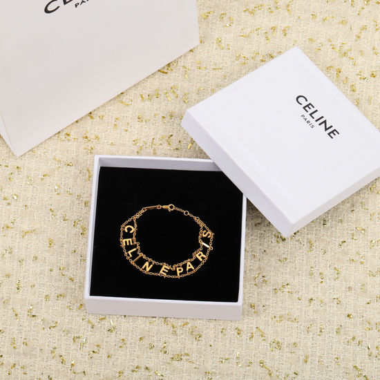 Celine Vintage Gold Plated Brass Clasp Bracelet