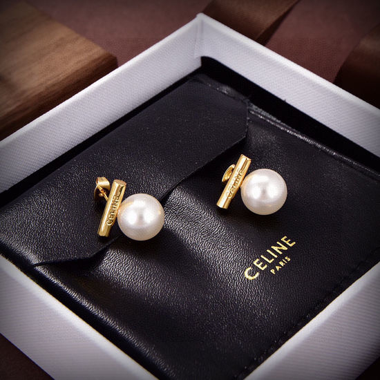 Celine Carved Pattern Pearl Drop Earrings