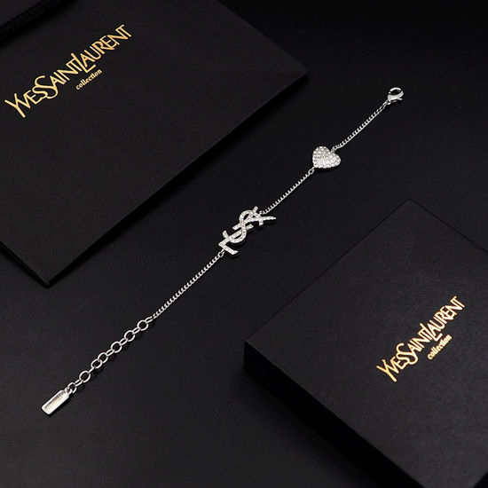 Yves Saint Laurent YSL Full Diamond Heart Letter Bracelet