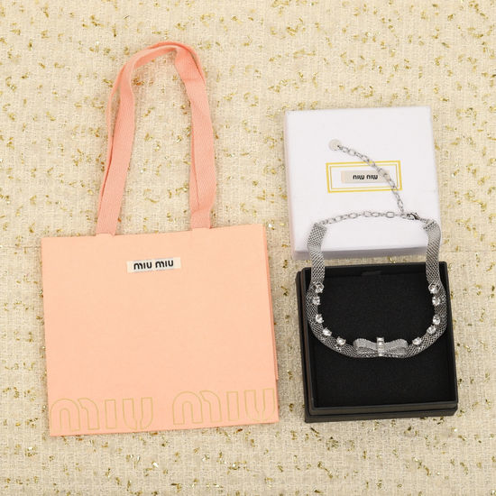 Miu Miu Butterfly Crystal Pendant Necklace