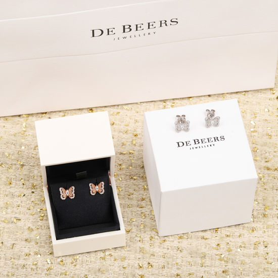 De Beers Diamond Butterfly Stud Earrings