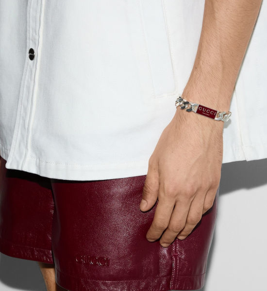 Gucci Engraved Enamel Chain Bracelet