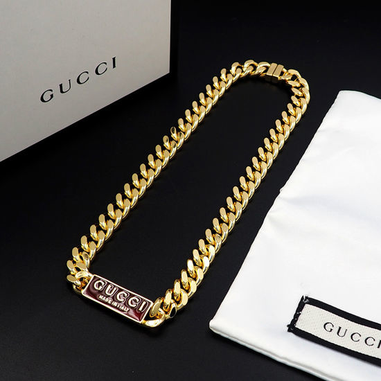 Gucci Red Enamel Pendant Chain Necklace Classic
