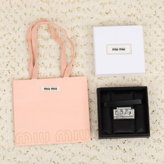 Miu Miu Elegant Crystal Pearl Clip On Earrings