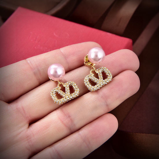 Valentino Full Rhinestone Golden Stud Earrings