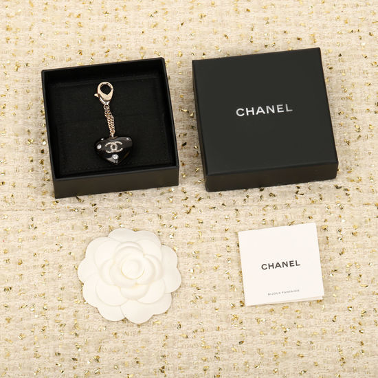 Chanel Heart Shaped Rhinestone Keychain Pendant