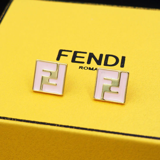 Fendi Pink Enamel Stud Earrings