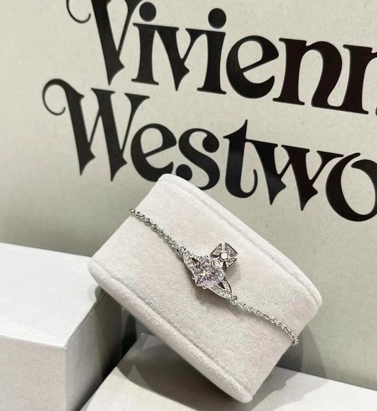 Vivienne Westhood Rhinestone Inlaid Delicate Stackable Bracelet