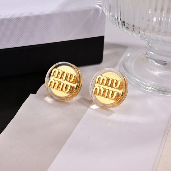 Miu Miu Letter Engraved Clip On Earrings