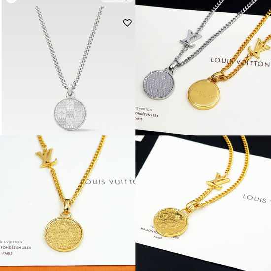 Louis Vuitton LV Engraved Pendant Adjustable Long Necklace
