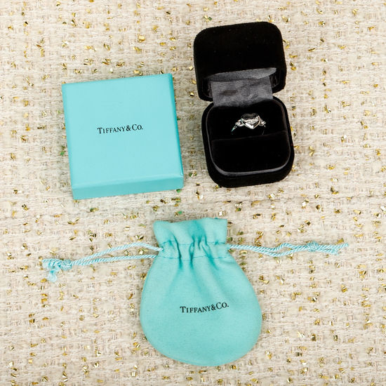 Tiffany & Co. Double Heart Enamel Silver Ring