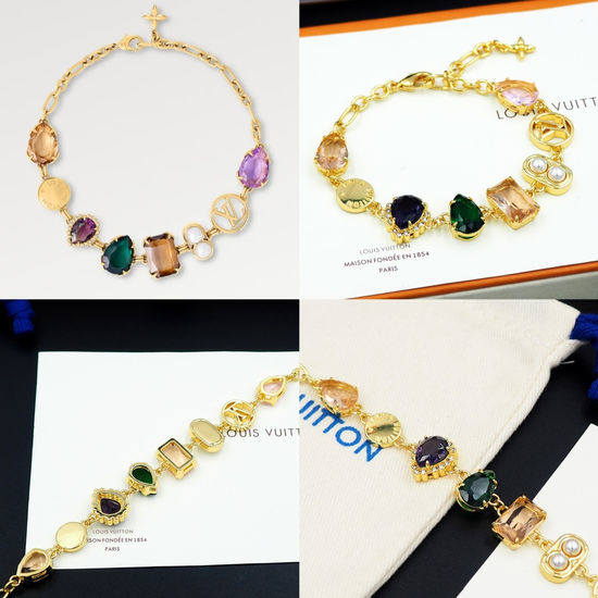 Louis Vuitton LV Floral Inlaid Dainty Chain Necklace