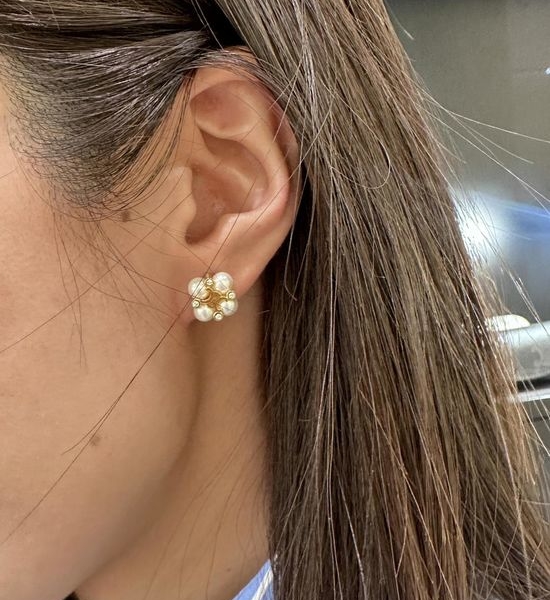 Celine Square Pearl Stud Earrings