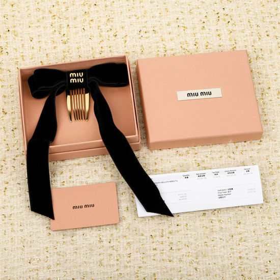 Miu Miu Velvet Bow Hair Fork