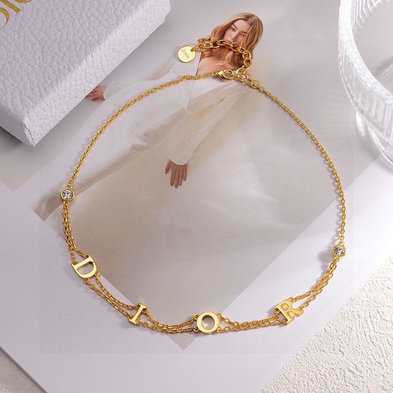 Christian Dior CD Premium Brass Necklace Bracelet Set