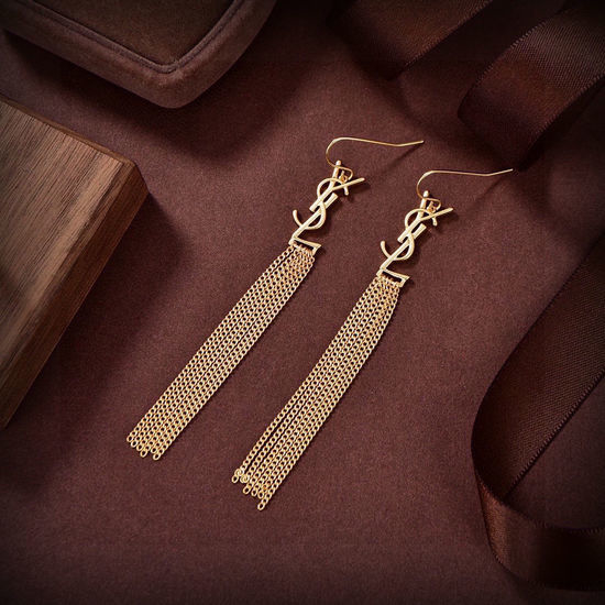 Yves Saint Laurent YSL Tassel Chain Clip On Earrings