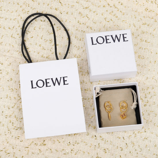 Loewe Carved Geometric Hoop Earrings