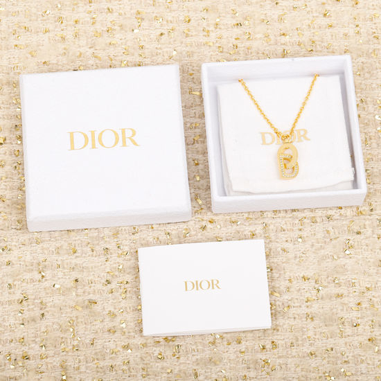 Christian Dior CD Adjustable Crystal Chain Necklace