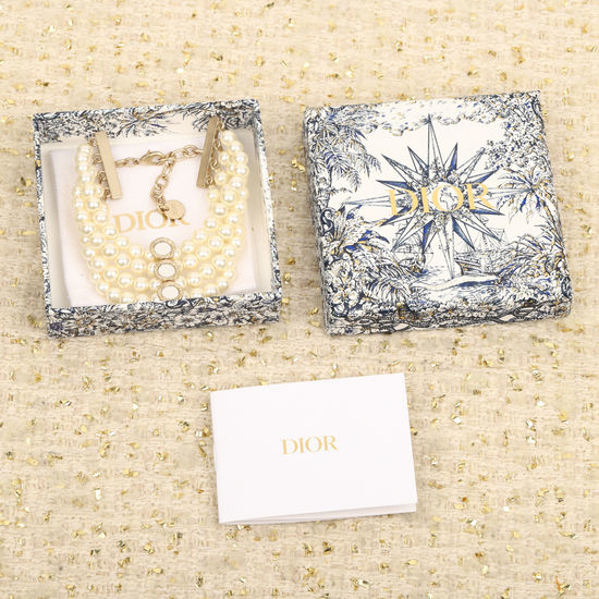 Christian Dior CD Multi-layer Pearl Bracelet with Mirror Accents