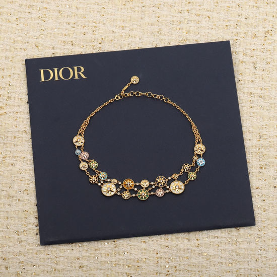 Christian Dior CD Double Layer Compass Pendant Necklace