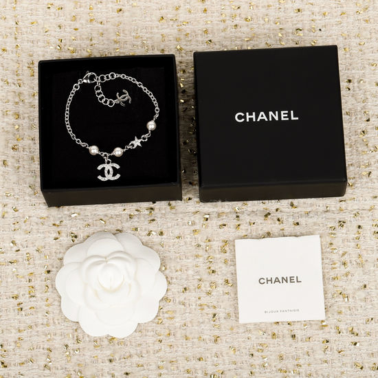 Chanel Star Pearl Crystal Charm Bracelet