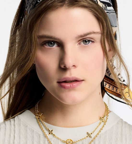 Louis Vuitton LV Detachable Double Chain Golden Necklace