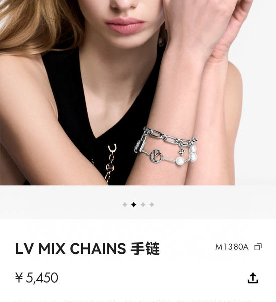 Louis Vuitton LV Mixed Chain Silver Charm Bracelet