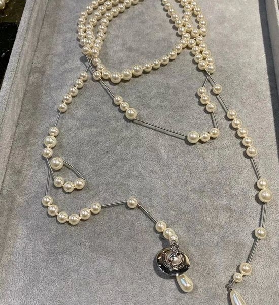 Vivienne Westhood Saturn Pearl Zircon Delicate Necklace