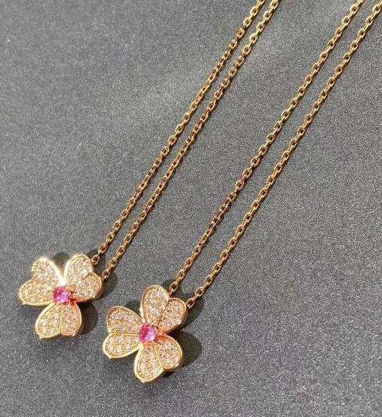 Van Cleef & Arpels VCA Full Diamond Clover Pendant Necklace