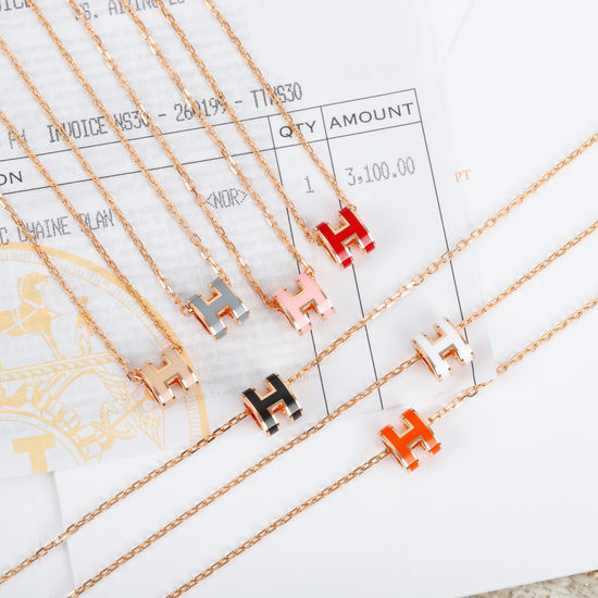 Hermes Enamel Pendant Necklace