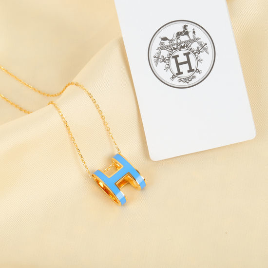 Hermes Enamel Curved Pendant Classic Necklace