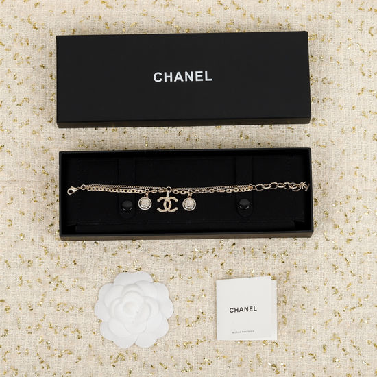 Chanel Adjustable Double Layer Embossed Bracelet
