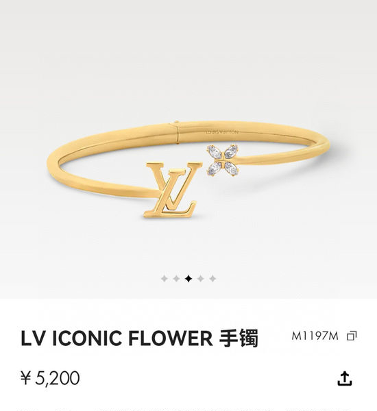Louis Vuitton LV Zircon Inlaid Asymmetric Design Bracelet