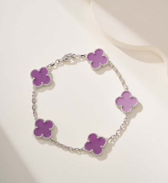 Van Cleef & Arpels VCA Violet Four Leaf Clover Bracelet