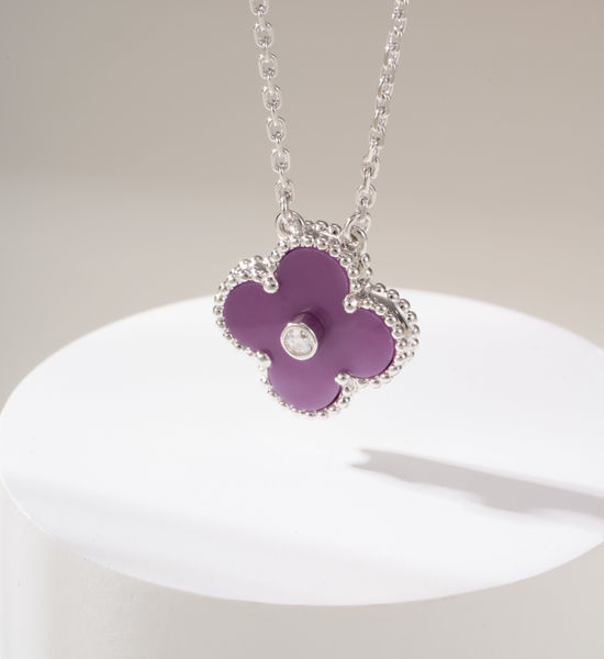Van Cleef & Arpels VCA Clover Single Flower Diamond Necklace