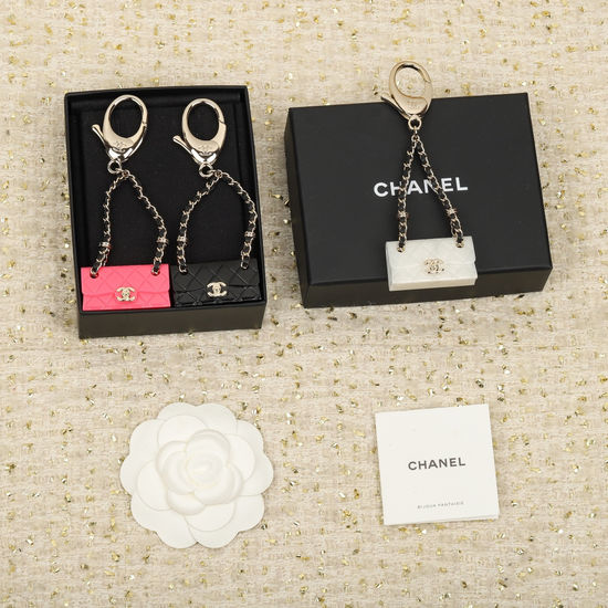 Chanel Heart Shape Rhinestone Key Chain