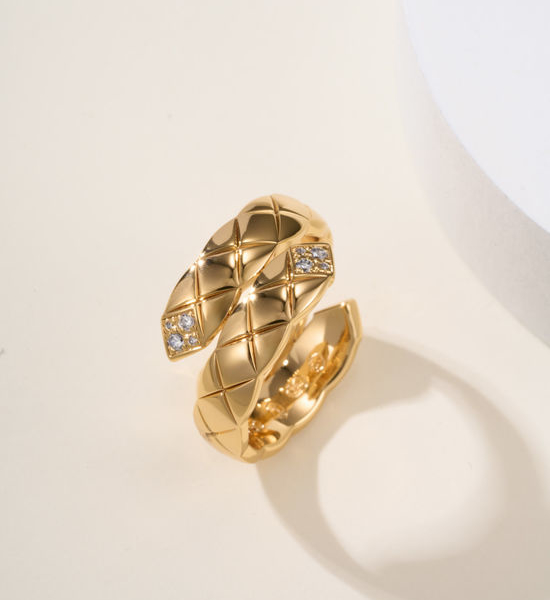 Chanel Classic Quilted Pattern Wide Ring