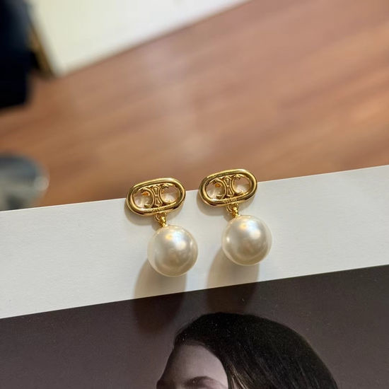 Celine Pearl Earrings Gold Plated Delicate