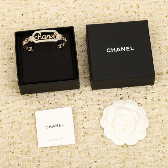 Chanel Pearl Crystal Open Bangle