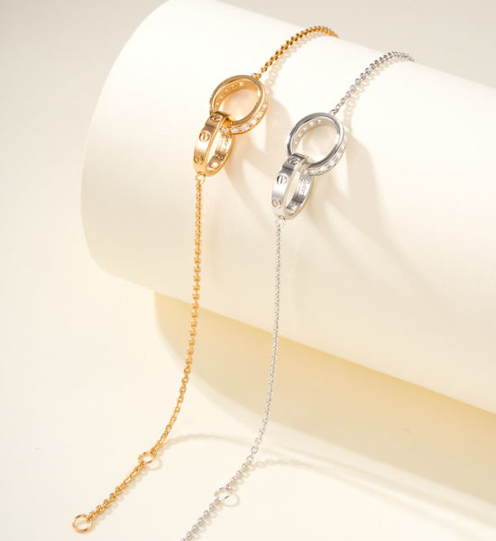 Cartier Diamond Paved Double Ring Bracelet