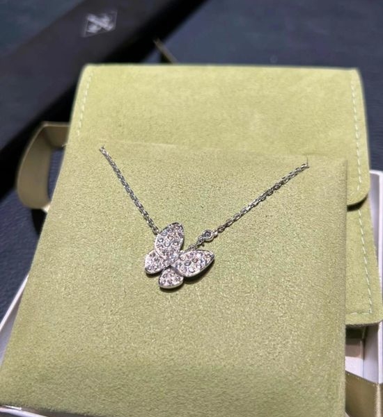 Van Cleef & Arpels VCA Diamond Inlaid Butterfly Pendant Necklace