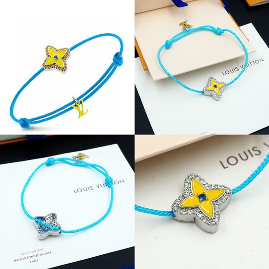 Louis Vuitton LV Adjustable Enamel Floral Cotton Cord Bracelet