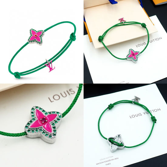 Louis Vuitton LV Adjustable Enamel Detail Cotton Cord Bracelet