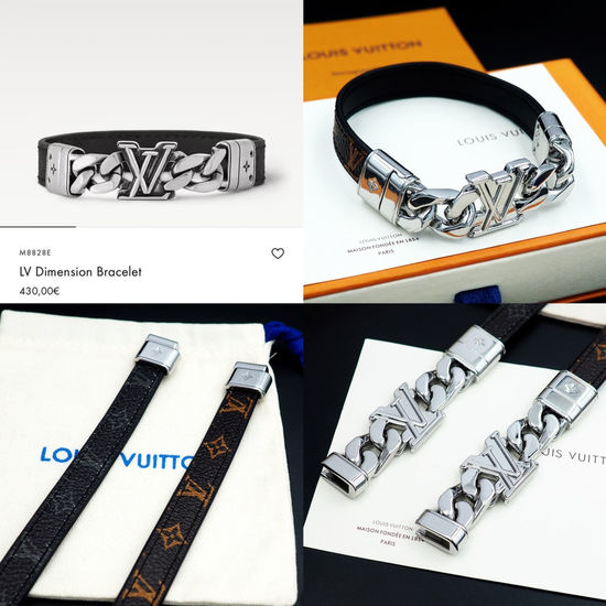 Louis Vuitton LV Elegant Leather and Brass Bangle Bracelet